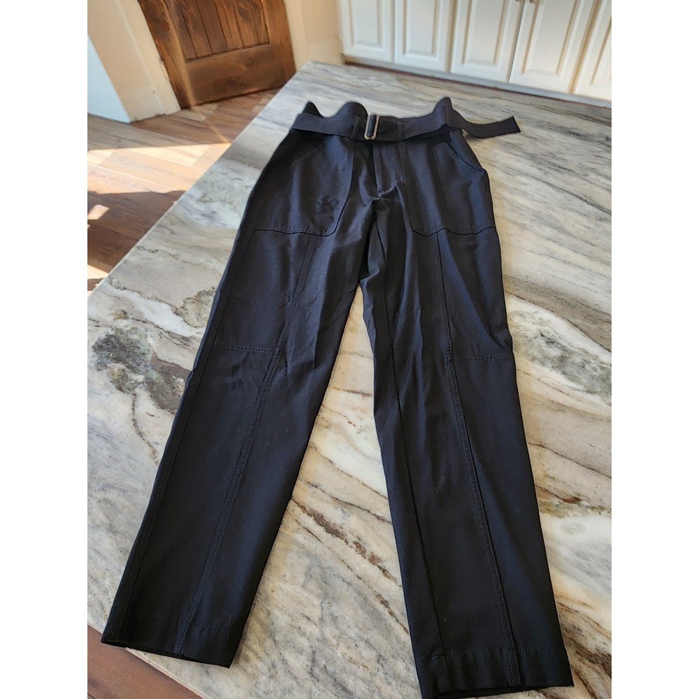 Banana Republic Womens Black Belted Utility Tapered Pants Size 8L High Rise